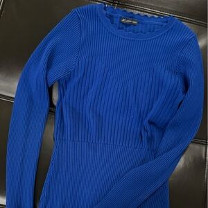 Adrianna Papell Royal Blue Ribbed Knit Top